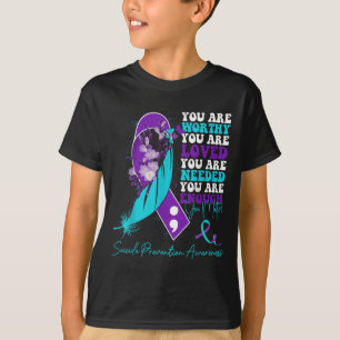 Selbstmordpräventionsbewusstsein Türkis Lila Band  T-Shirt