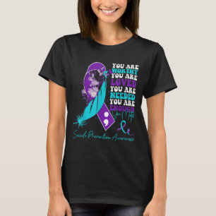 Selbstmordpräventionsbewusstsein Türkis Lila Band T-Shirt