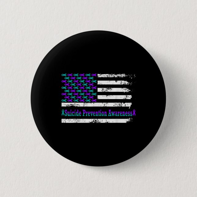 Selbstmordpräventionsbewusstsein USA-Flagge Amerik Button (Vorderseite)