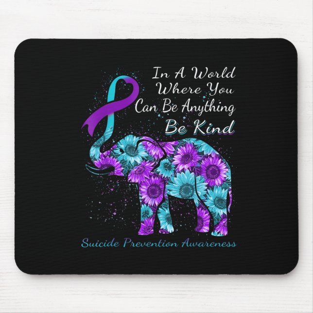 Selbstmordverhütung Bewusstsein Sonnenblumen Elefa Mousepad (Vorne)