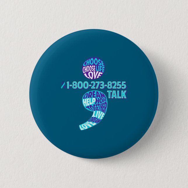 Selbstmordverhütungsshirt Semikolon Psychische Ges Button (Vorderseite)
