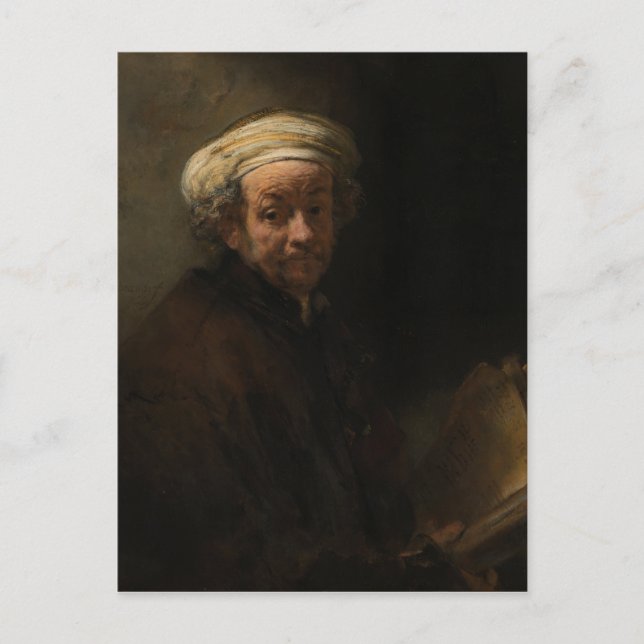 Selbstportrait als Apostel Paul von Rembrandt Postkarte (Vorderseite)