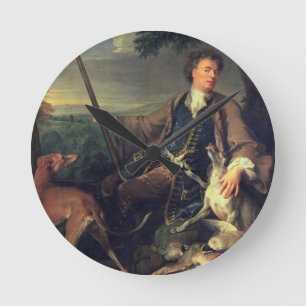 Selbstportrait als Jäger, 1699 (Öl auf Leinwand) Runde Wanduhr