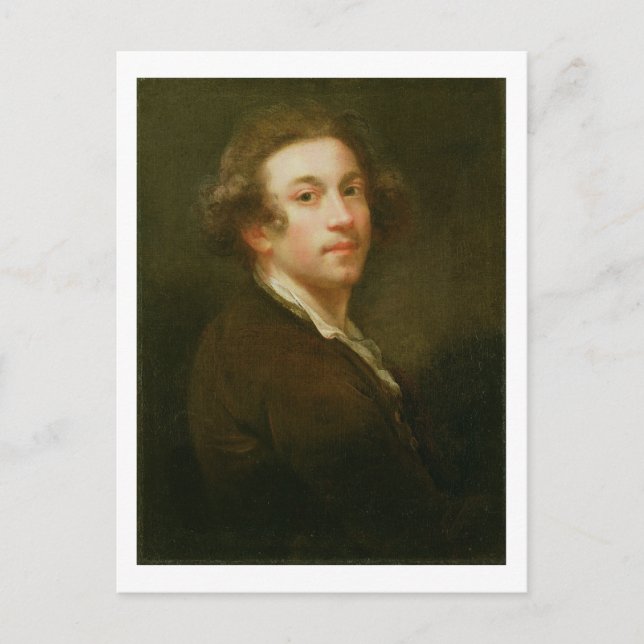 Selbstportrait, Blick über die rechte Schulter (Öl Postkarte (Vorderseite)