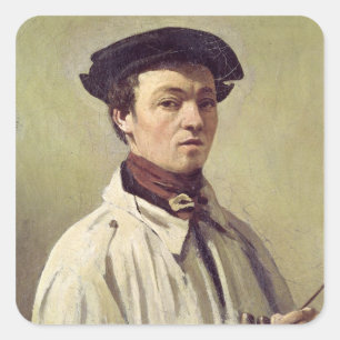 Selbstportrait, c.1840 quadratischer aufkleber