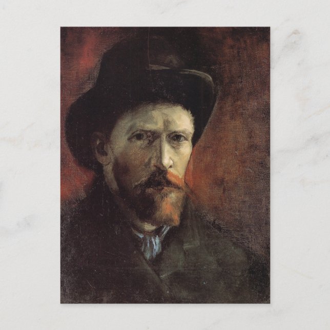 Selbstportrait, dunkler Filzhut, Van Gogh Fine Art Postkarte (Vorderseite)