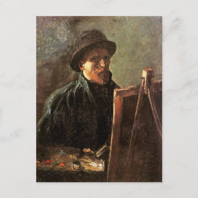 Selbstportrait, Dunkler Hut, Easel Van Gogh Fine A Postkarte (Vorderseite)