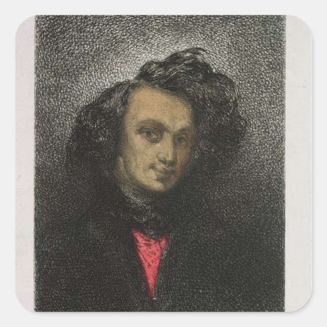 Selbstportrait, für "Hernani" gekleidet Quadratischer Aufkleber (Vorderseite)