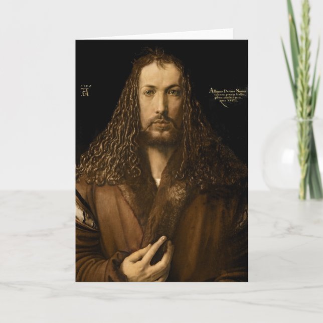 Selbstportrait im Alter von 28, 1500 Karte (Vorderseite)