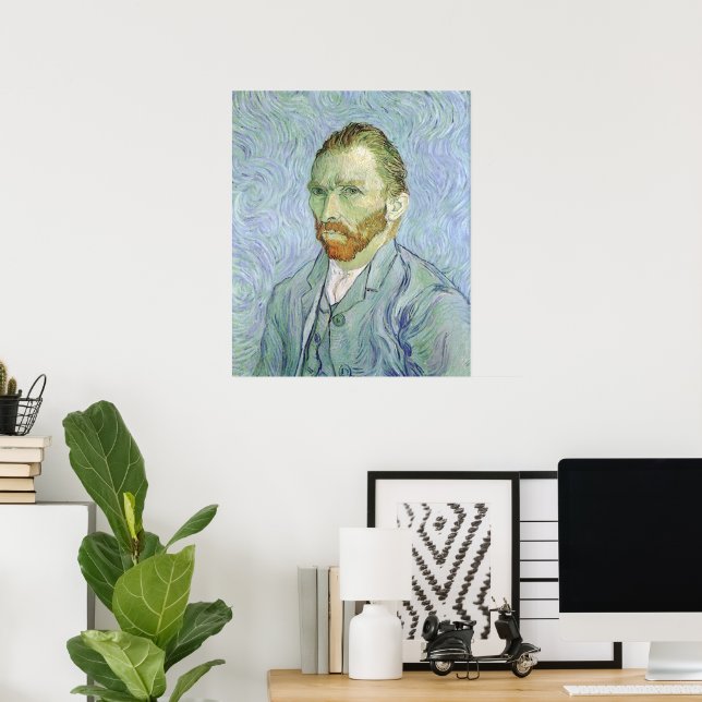 Selbstportrait in Blau von Vincent van Gogh Poster (Heimbüro)