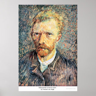 Selbstportrait in braunem Shirt von Vincent van Go Poster