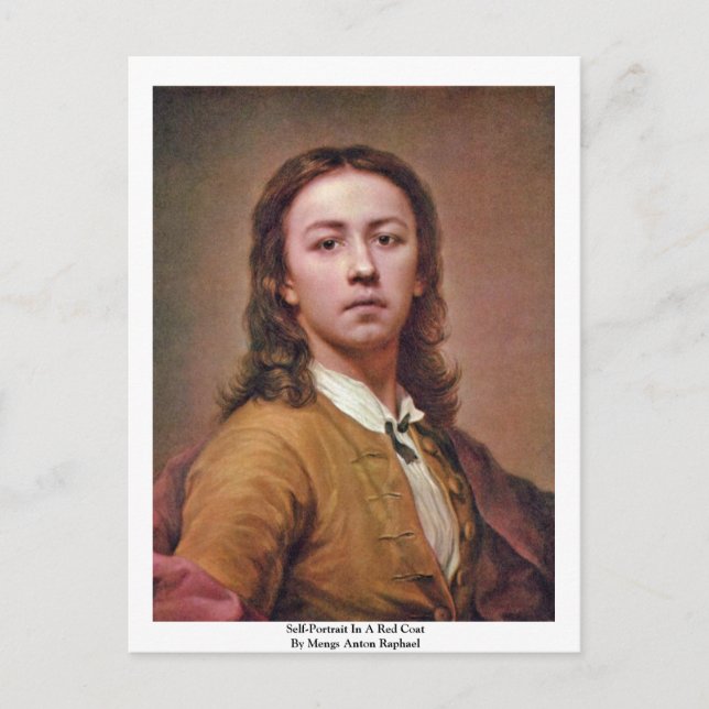 Selbstportrait in einem roten Coat von Mengs Anton Postkarte (Vorderseite)