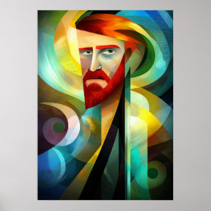 Selbstportrait - Kubist Inspiriert von Van Gogh Poster