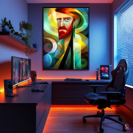 Selbstportrait - Kubist Inspiriert von Van Gogh Poster