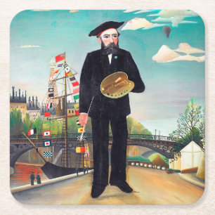 Selbstportrait, Landschaft, Rousseau Rechteckiger Pappuntersetzer