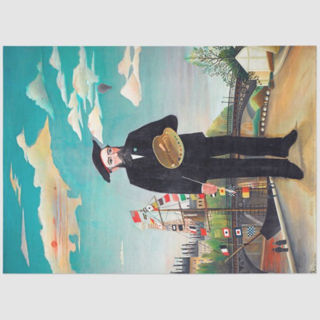 Selbstportrait, Landschaft, Rousseau Seidenpapier (Vorderseite)