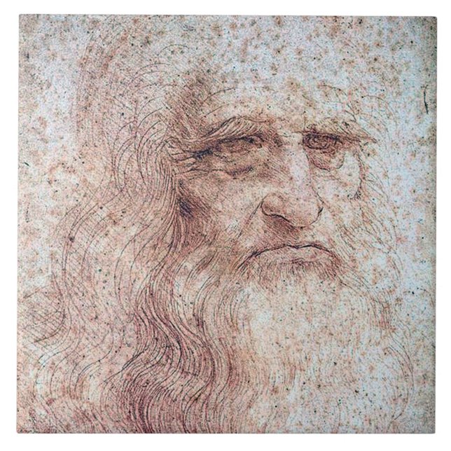 Selbstportrait, Leonardo da Vinci Fliese (Vorderseite)