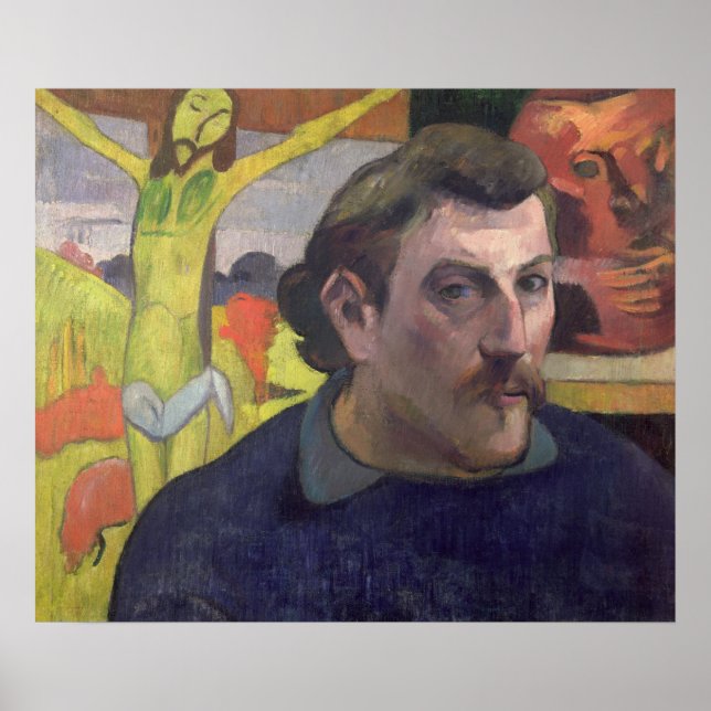 Selbstportrait mit dem Gelben Christus, 1890 Poster (Vorne)