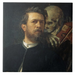 Selbstportrait mit dem Tod als Geiger (von Böcklin Fliese