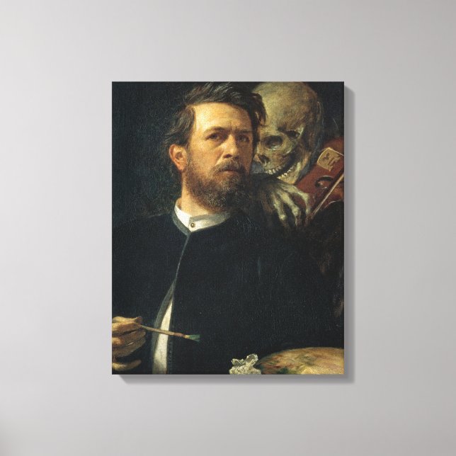 Selbstportrait mit dem Tod als Geiger (von Böcklin Leinwanddruck (Vorderseite)