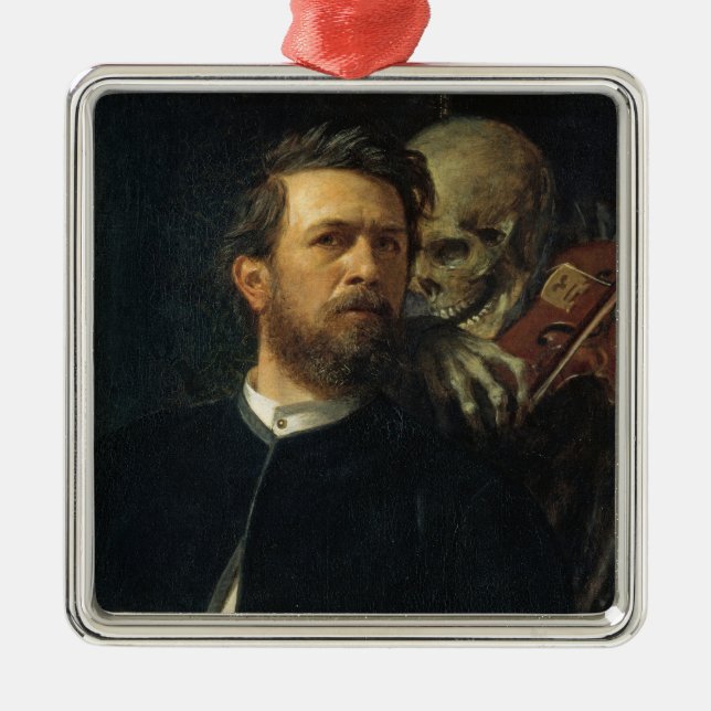 Selbstportrait mit dem Tod als Geiger (von Böcklin Ornament Aus Metall (Vorne)