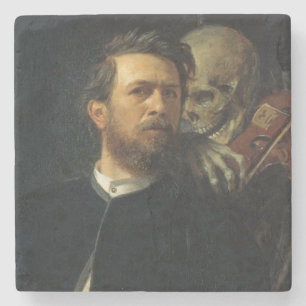 Selbstportrait mit dem Tod als Geiger (von Böcklin Steinuntersetzer