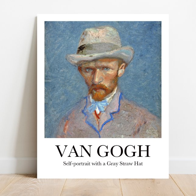 Selbstportrait mit einem grauen Strohhut von Van G Poster (Own Van Gogh's Gaze: "Self-Portrait with Gray Straw Hat" Poster. Vibrant colors!)