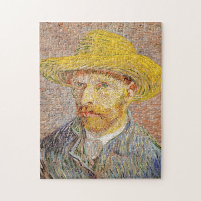 Selbstportrait mit einem Strohhut Vincent van Gogh Puzzle (Vertikal)