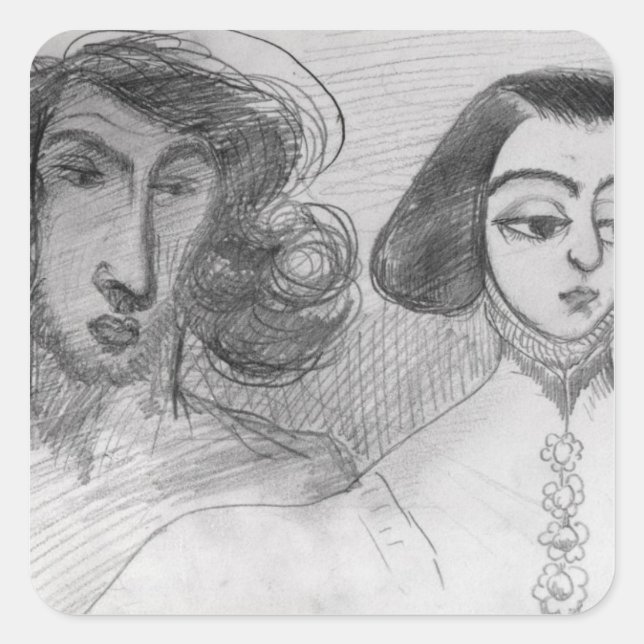 Selbstportrait mit George Sand Quadratischer Aufkleber (Vorderseite)