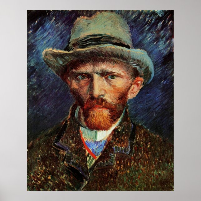 Selbstportrait mit grauem Filzhut von van Gogh Poster (Vorne)