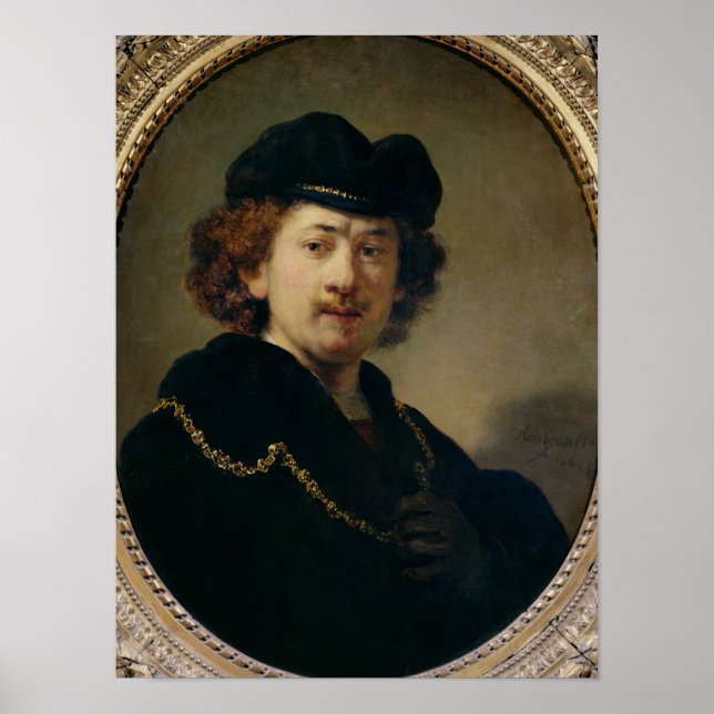 Selbstportrait mit Hut- und Goldkette, 1633 Poster (Vorne)
