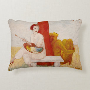 Selbstportrait mit Palette, Maler und Faun, 1915 Dekokissen
