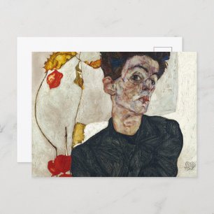 Selbstportrait mit Physalis   Egon Schiele   Postkarte