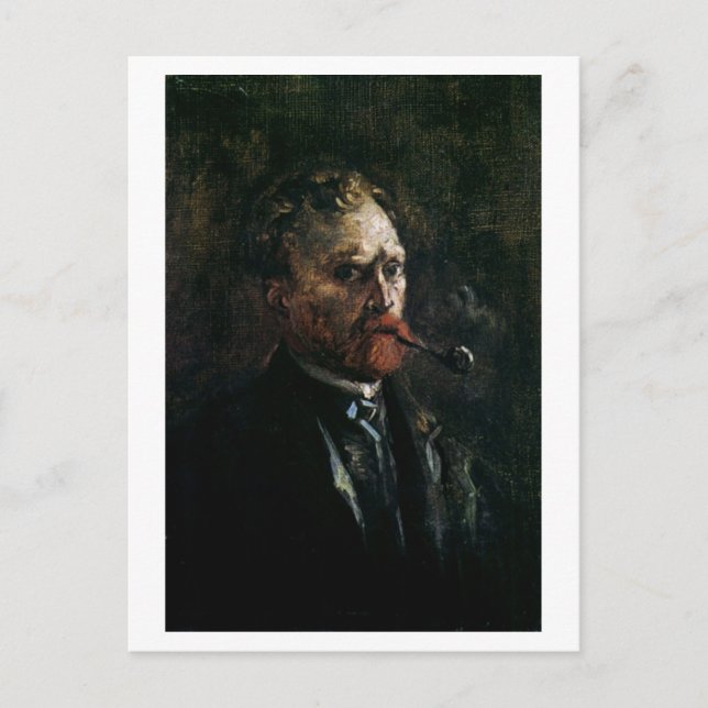 Selbstportrait mit Pipe, Van Gogh Fine Art Postkarte (Vorderseite)