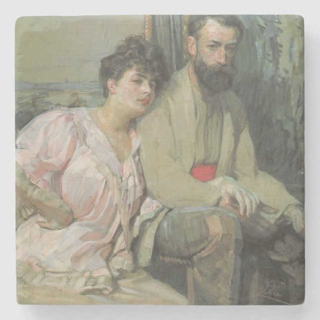 Selbstportrait mit seiner Ehefrau (von Frantisek K Steinuntersetzer (Vorderseite)