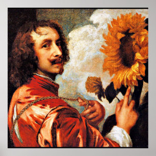 Selbstportrait mit Sonnenblumen, berühmtes Kunstwe Poster