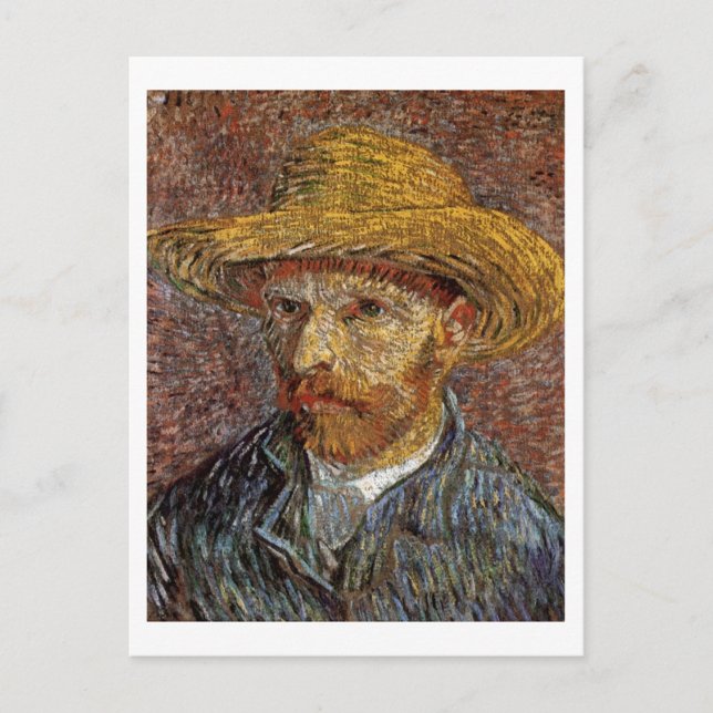 Selbstportrait mit Straw Hat Van Gogh Fine Art Postkarte (Vorderseite)