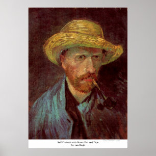 Selbstportrait mit Strohhut und Rohr von van Gogh Poster
