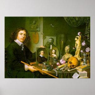 Selbstportrait mit Vanitas-Symbolen Poster