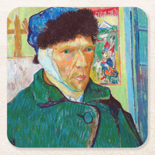 Selbstportrait mit verbanntem Ohr, Van Gogh Rechteckiger Pappuntersetzer