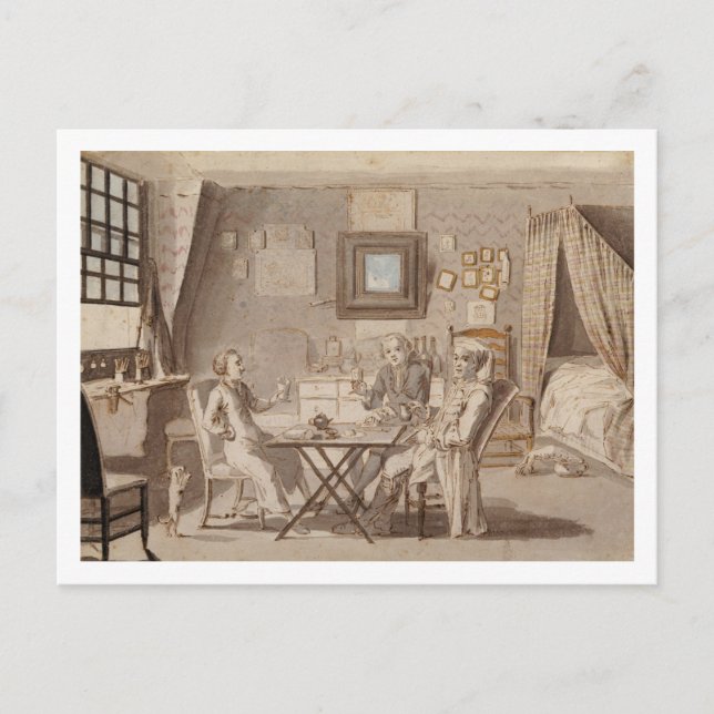 Selbstportrait mit zwei jungen Männern (Stift & br Postkarte (Vorderseite)