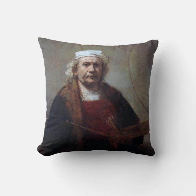 Selbstportrait mit zwei Kreisen, Rembrandt Kissen (Vorderseite)