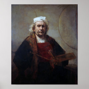Selbstportrait mit zwei Kreisen, Rembrandt Poster