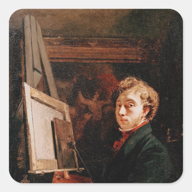 Selbstportrait Quadratischer Aufkleber (Vorderseite)