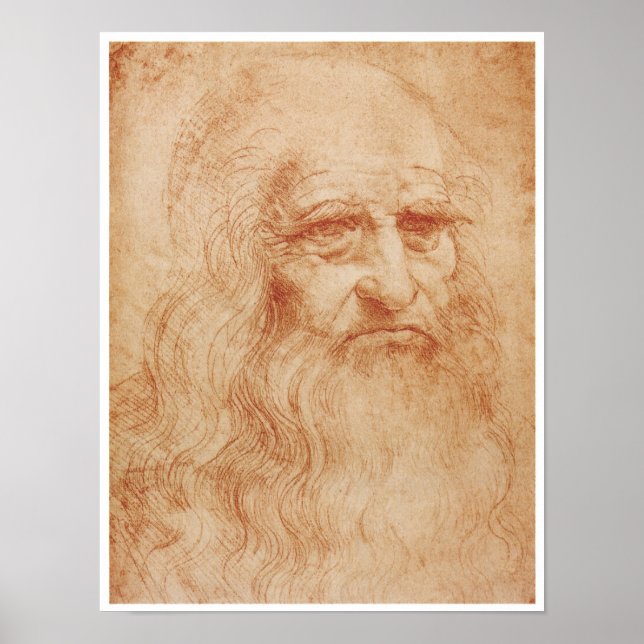 Selbstportrait, Roter Chalk, Leonardo da Vinci, 15 Poster (Vorne)