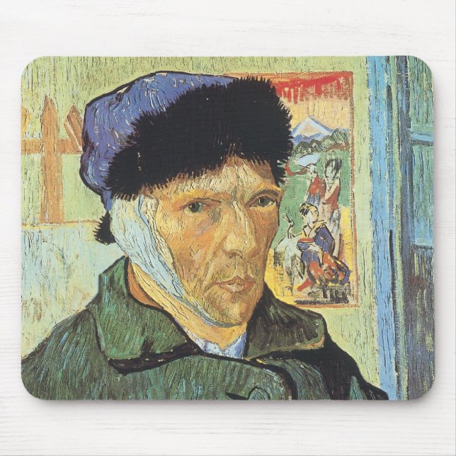 Selbstportrait, verbanntes Ohr von Vincent van Gog Mousepad (Vorne)