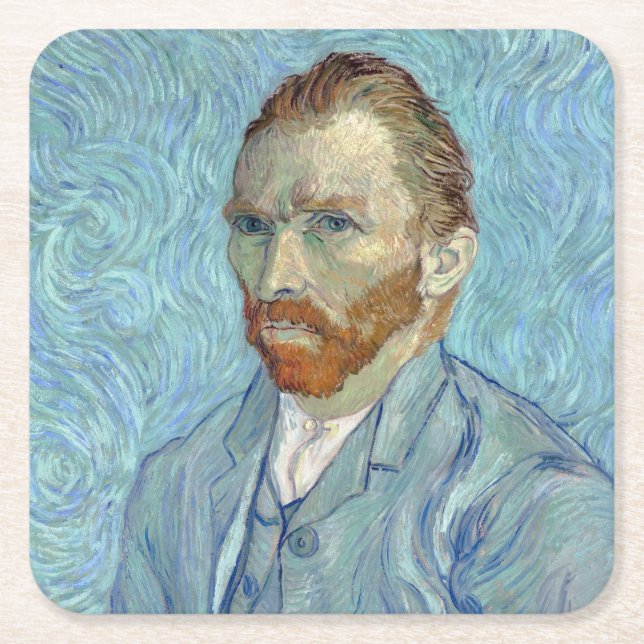 Selbstportrait, Vincent van Gogh, 1889 Rechteckiger Pappuntersetzer (Vorderseite)