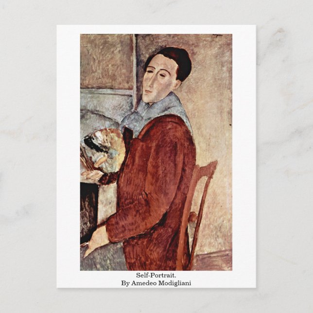 Selbstportrait. von Amedeo Modigliani Postkarte (Vorderseite)