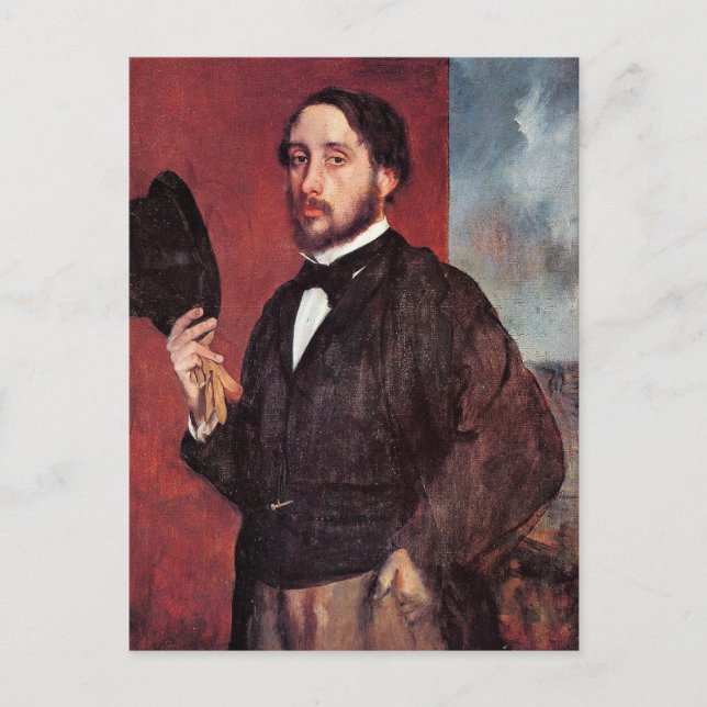 Selbstportrait von Edgar Degas, Postkarte (Vorderseite)