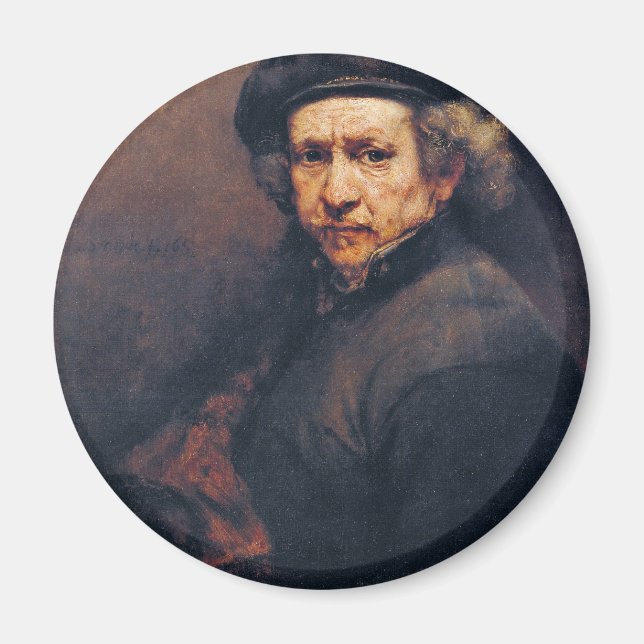 Selbstportrait, von Rembrandt (beste Qualität) Magnet (Vorne)